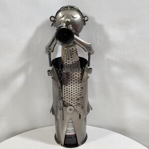 H&K Designed Hand Crafted TRUMPETER Steampunk Wine Bottle Caddy Holder